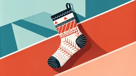 A colorful, patterned stocking stands out against contrasting geometric backgrounds, showcasing a modern design in this 4K Ultra HD PC desktop wallpaper and background.