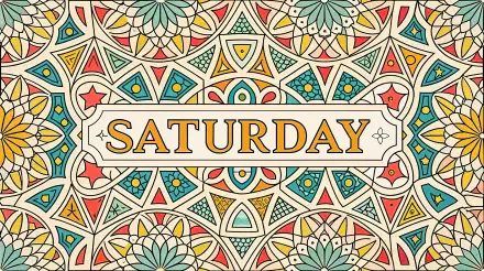 A vibrant 4K Ultra HD wallpaper featuring the word SATURDAY adorned with intricate patterns and bright colors, making it a striking addition to any desktop background.