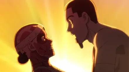 Dandadan 2K desktop wallpaper showing Momo Ayase and Jin Enjouji locked in a glowing face‑off, Seiko Ayase referenced; also tagged with a real‑person name (identity not confirmed).