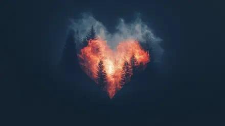 heart love fire tree HD Desktop Wallpaper | Background Image