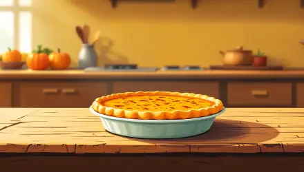 4K Ultra HD wallpaper of a sweet potato pie and pumpkin pie on a kitchen counter, evoking warm autumn baking vibes.