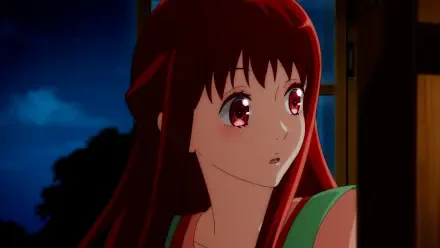 A young girl with long red hair and large eyes looks thoughtfully out of a window in this HD anime wallpaper inspired by I Want to Escape from Princess Lessons.