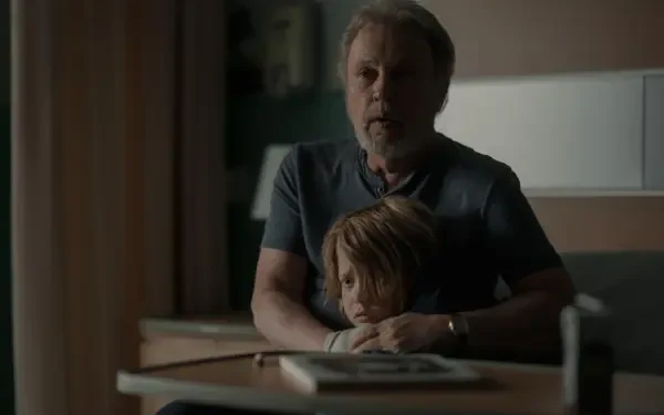 A poignant scene from the TV show Before (2024), featuring Billy Crystal, depicts an emotional moment with a child in a medical setting. 4K Ultra HD desktop wallpaper.