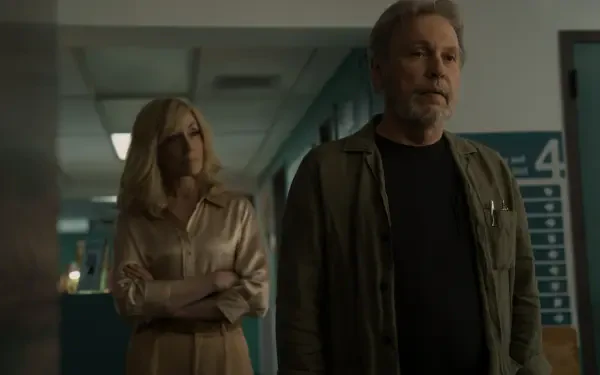 Billy Crystal and a female character in a tense moment, set against a hospital backdrop from the TV show Before (2024). This image is a 4K Ultra HD desktop wallpaper.
