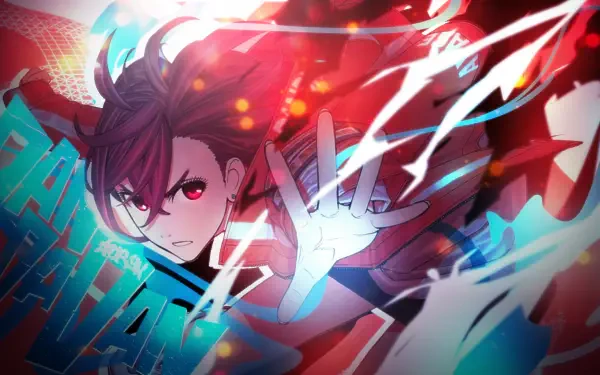 HD PC desktop wallpaper featuring Momo Ayase from the anime Dandadan in dynamic action, with vibrant colors and energetic motion effects.