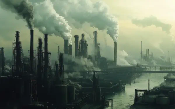 4K Ultra HD Wallpaper: Industrial Pollution Landscape by robokoboto