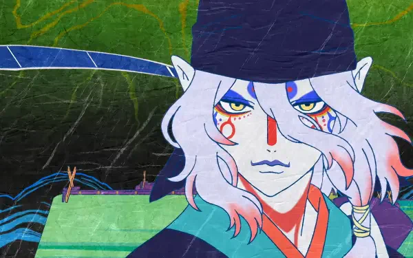 HD desktop wallpaper featuring a character from the movie Mononoke: The Movie: Phantom In The Rain, showcasing vibrant colors and an intricate design.