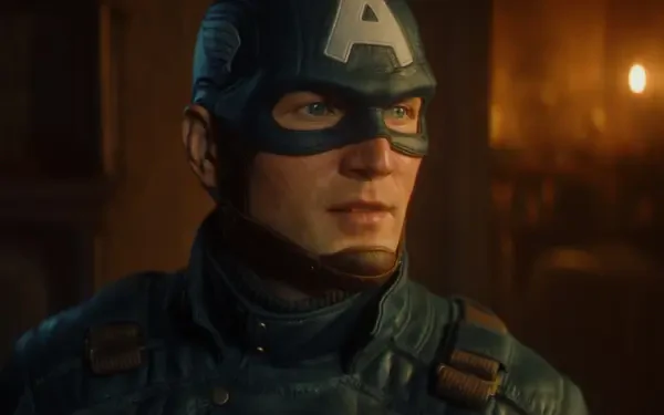 HD wallpaper featuring Captain America from the video game MARVEL 1943: Rise of Hydra, showcasing a detailed and intense portrayal of the iconic superhero.