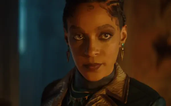 A captivating character from the video game MARVEL 1943: Rise of Hydra, featured in this HD PC desktop wallpaper, portrays an intense expression amid a dramatic setting.