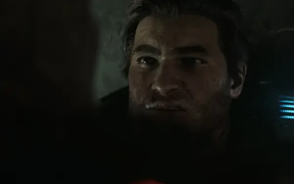 A close-up of a dramatic character from Gears of War: E-Day, showcasing intense emotion in a 4K Ultra HD PC desktop wallpaper.