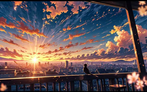 Anime star Wallpaper Abyss city sunset anime sunset anime city HD Desktop Wallpaper | Background Image