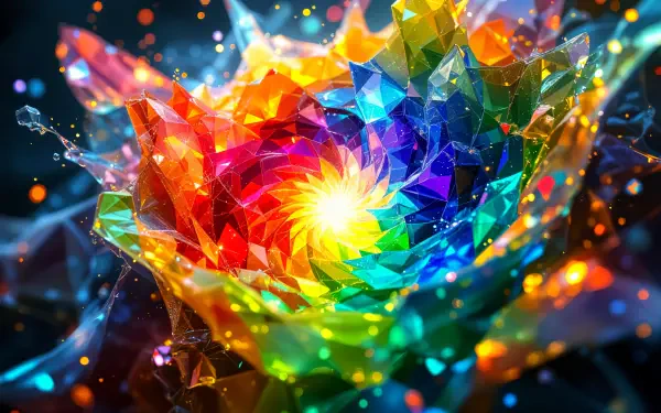 A vibrant color wheel featuring intricate layers of rainbow hues, radiating light in a stunning, abstract design. This 4K Ultra HD wallpaper enhances any PC desktop background.