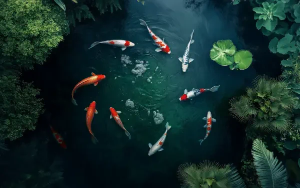 koi pond nature HD Desktop Wallpaper | Background Image