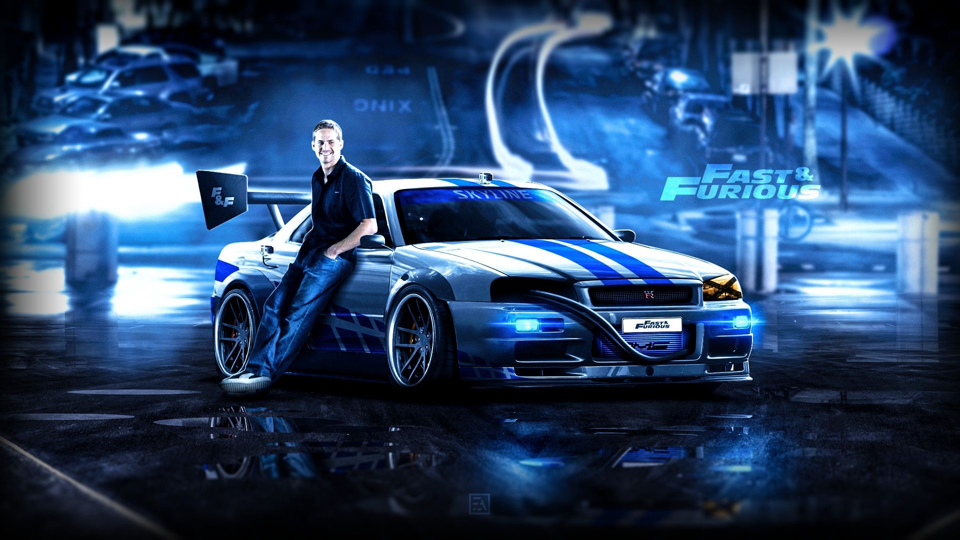 Download Brian O Conner Nissan Skyline R34 HD Wallpaper By Paul Walker