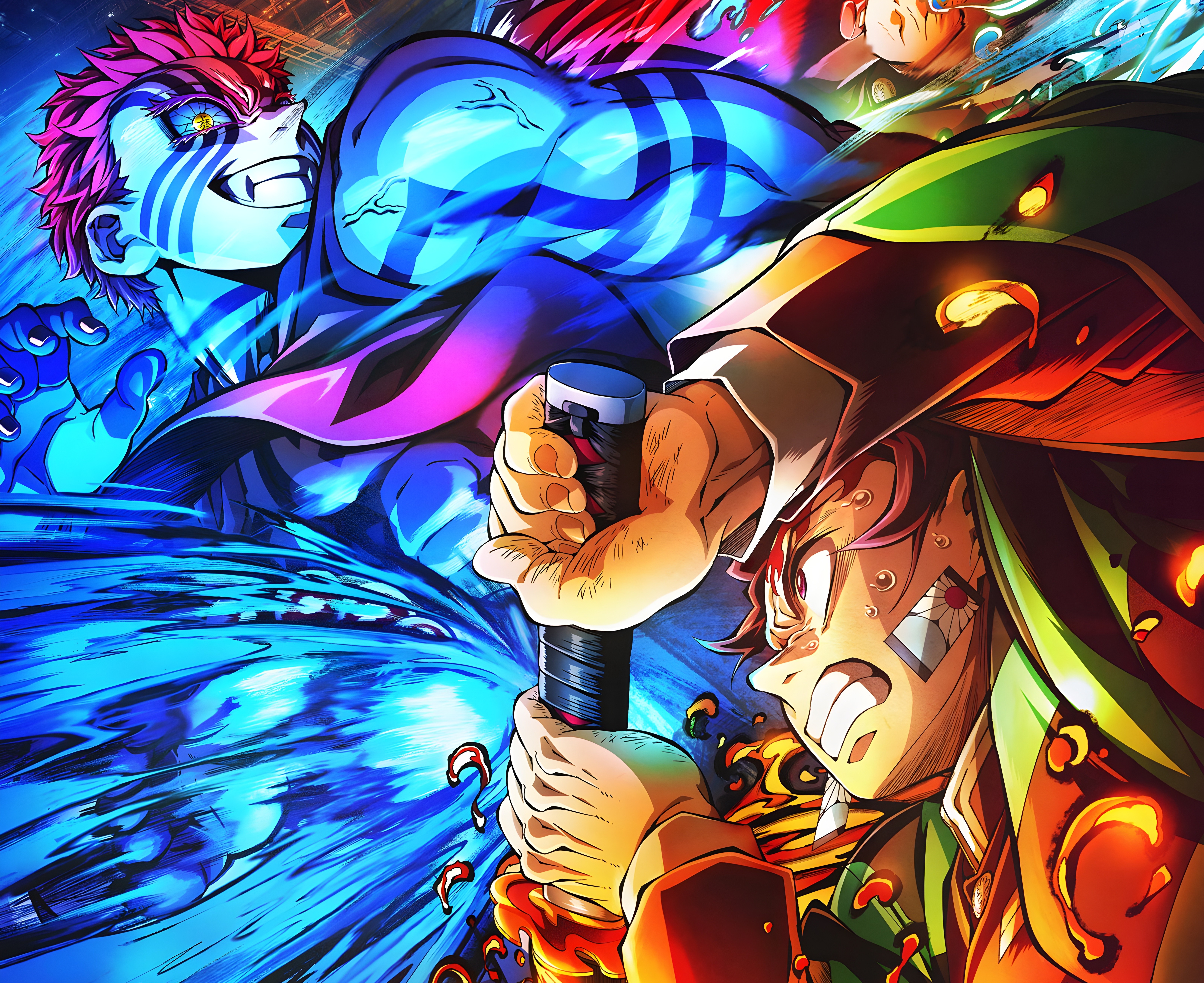 Confronto épico Tanjiro vs Akaza no Castelo Infinito