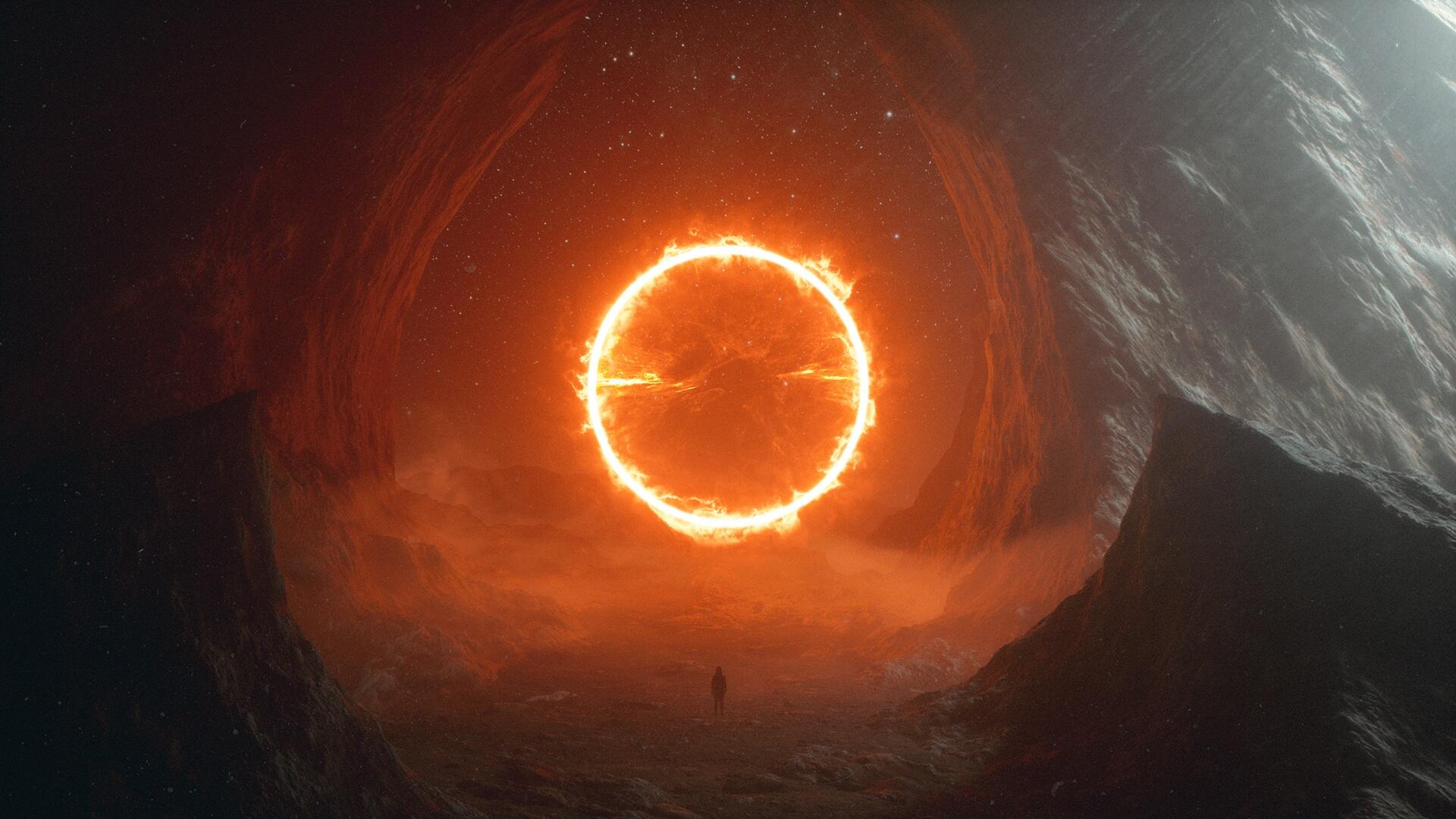 Download Sci Fi Portal Person Landscape HD Wallpaper by Stuart Lippincott