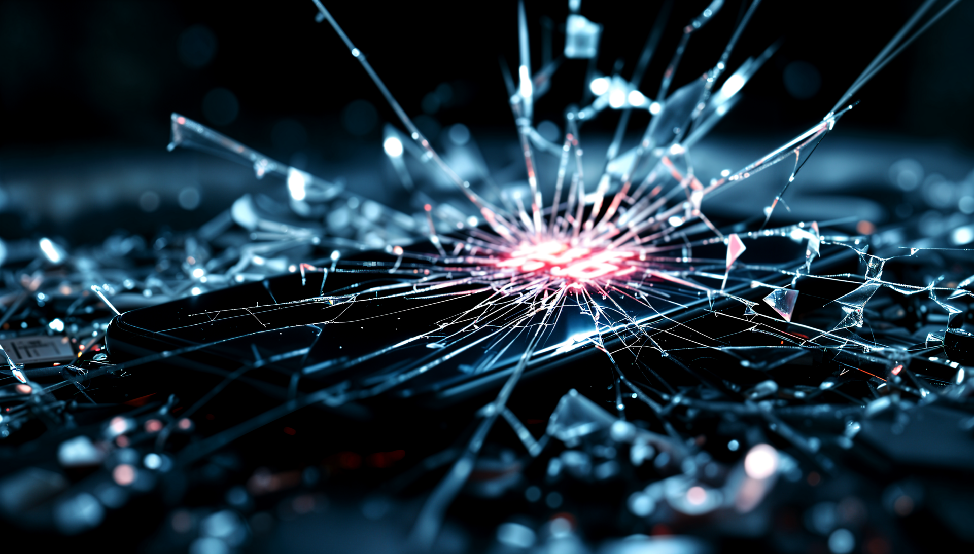 A striking 4K Ultra HD desktop wallpaper featuring a broken screen, with shards of glass reflecting light, creating an intriguing and dramatic visual effect.