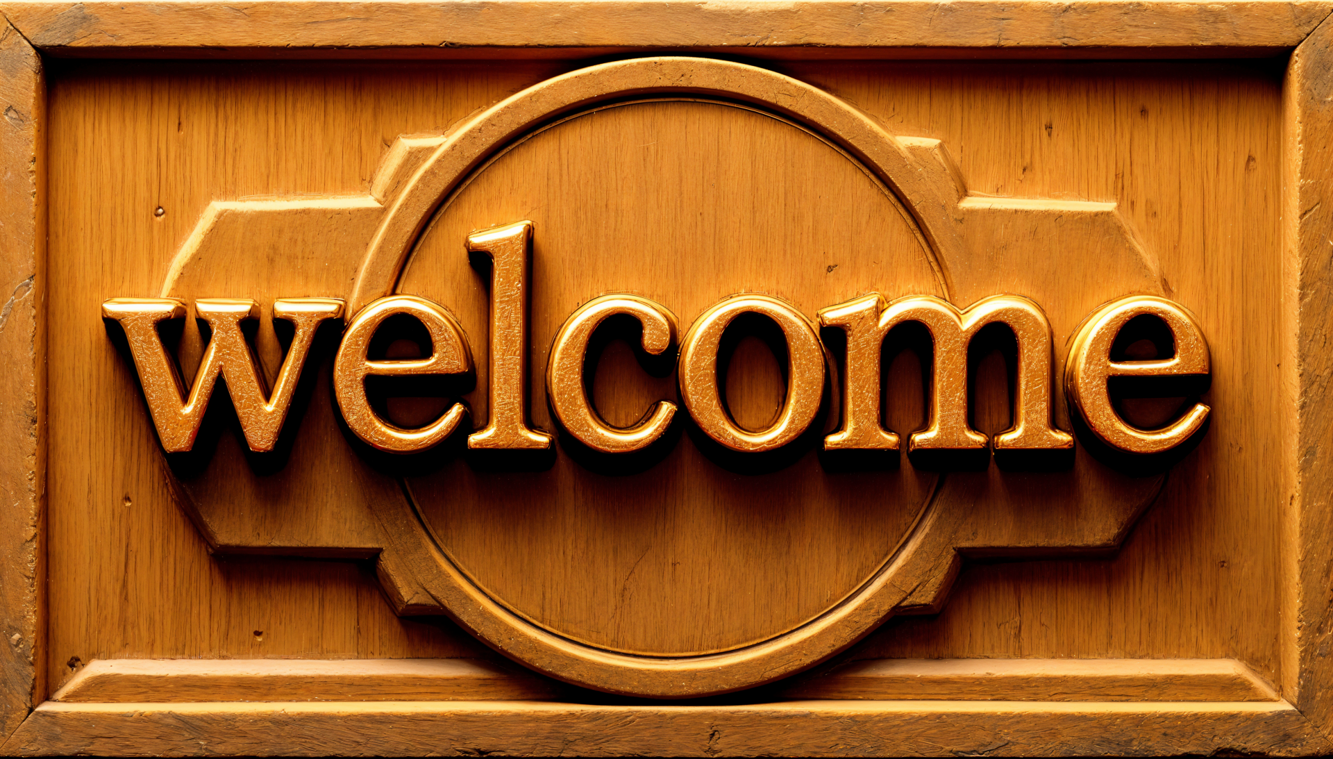 A detailed wood-textured background featuring the word welcome in a decorative, golden font, designed as a 4K Ultra HD PC desktop wallpaper.