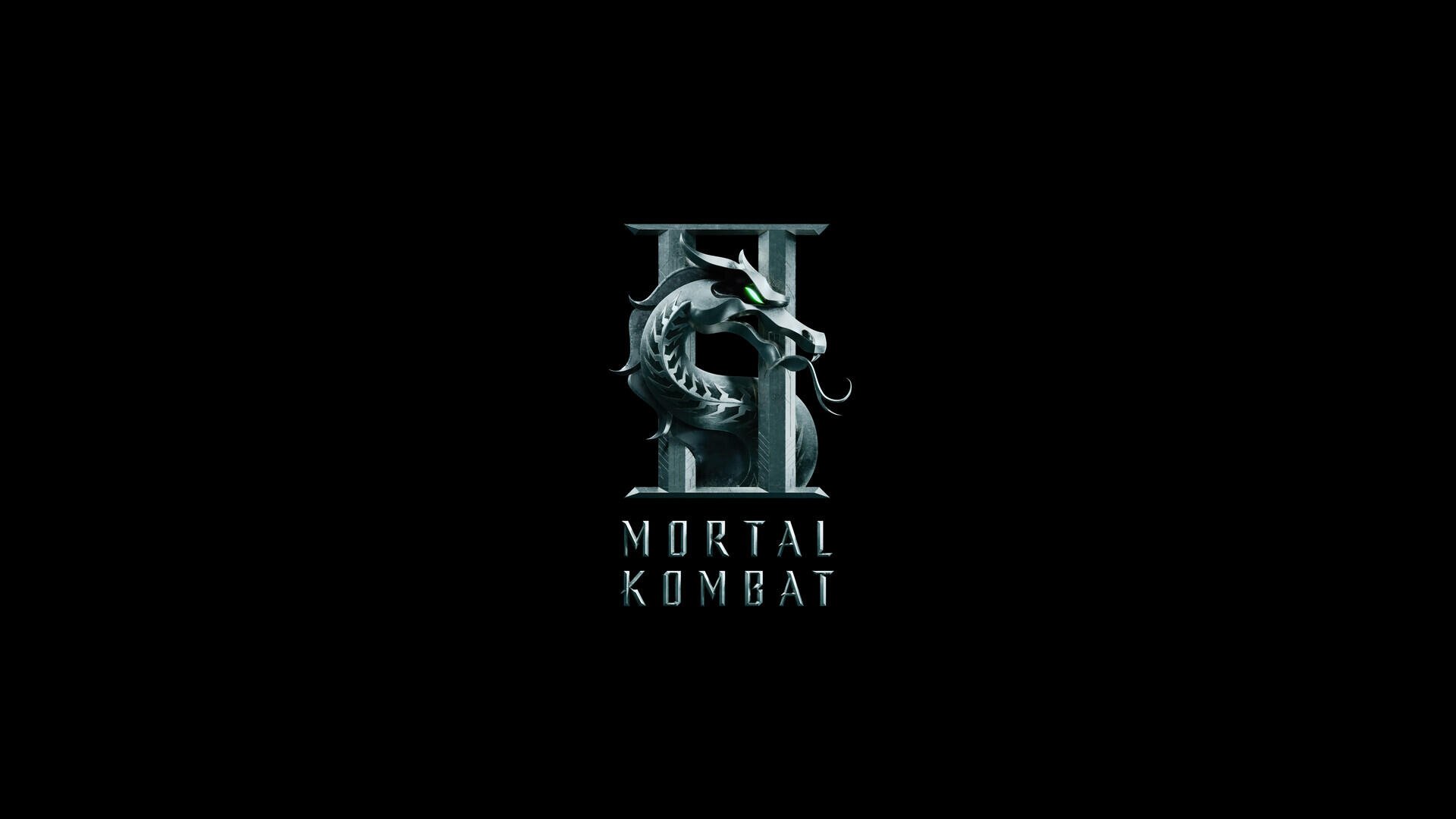Logo for Mortal Kombat 2 (2025) featuring a dragon design, set against a dark background, designed as a high-definition PC desktop wallpaper.