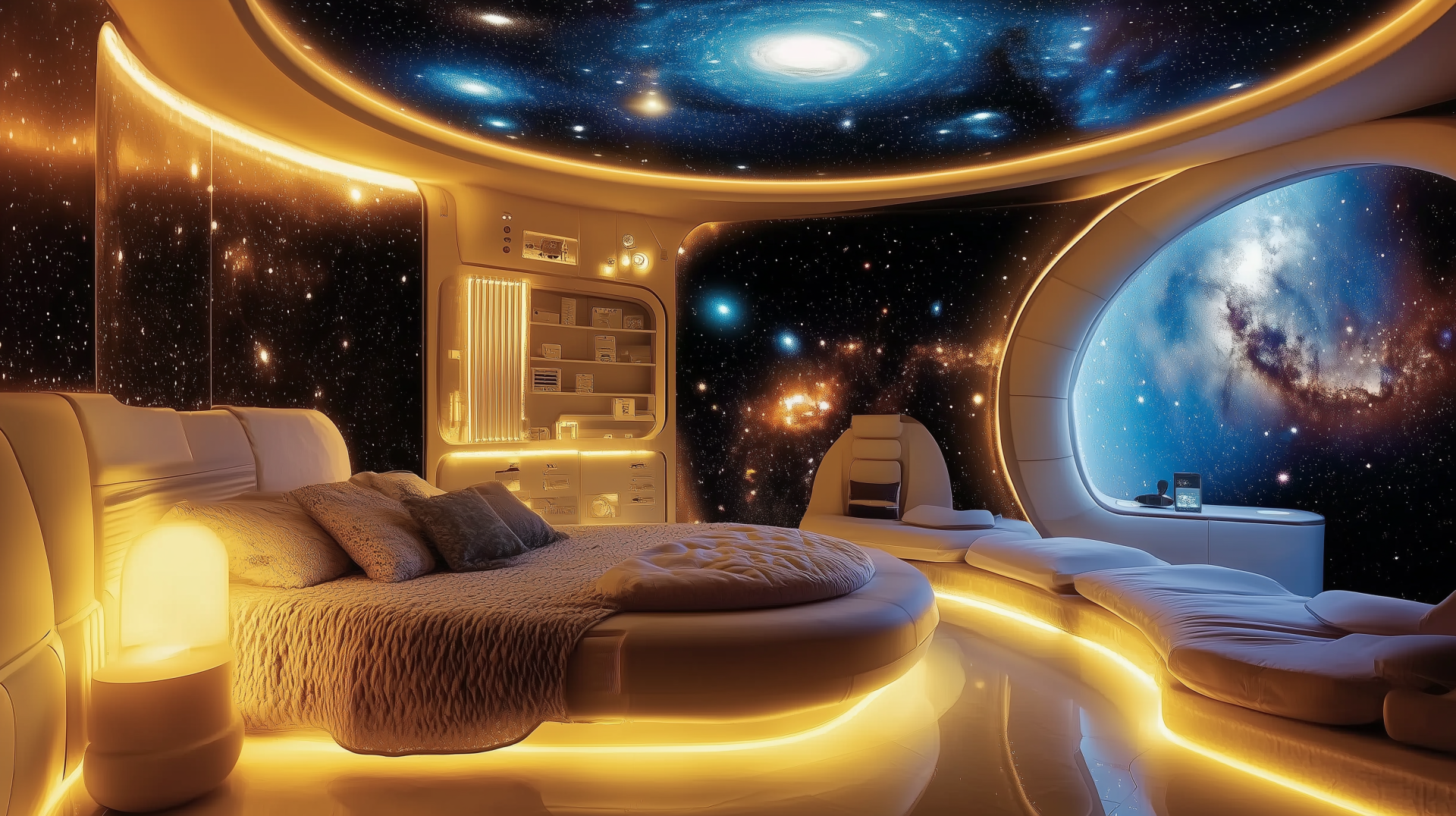 Futuristic Galaxy Room HD Wallpaper: Immersive Cosmic Living Space by ...