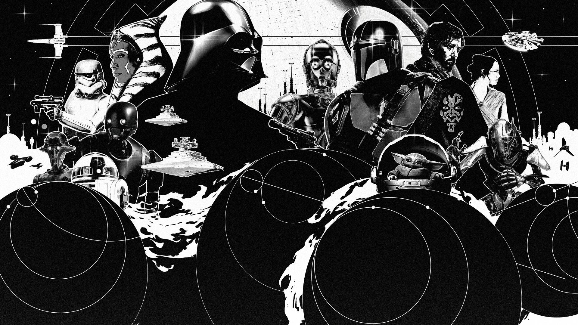 Download Star Wars Comic Black & White 4k Ultra HD Wallpaper