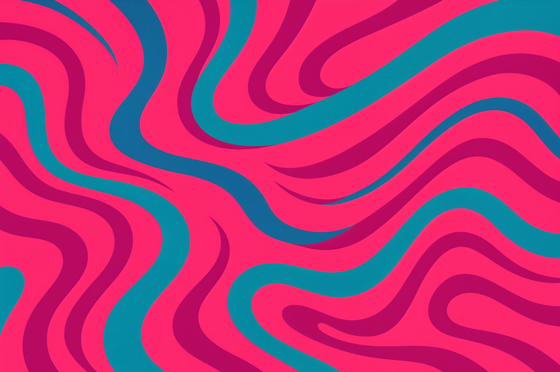 Vibrant 4K Ultra HD PC desktop wallpaper featuring bold pink and teal wavy abstract patterns creating a dynamic, flowing visual effect.