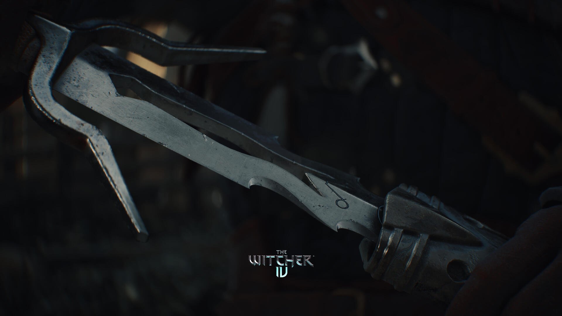 4K Ultra HD PC wallpaper of a detailed dagger from the video game The Witcher IV, set against a dark, moody background highlighting the blade's craftsmanship.