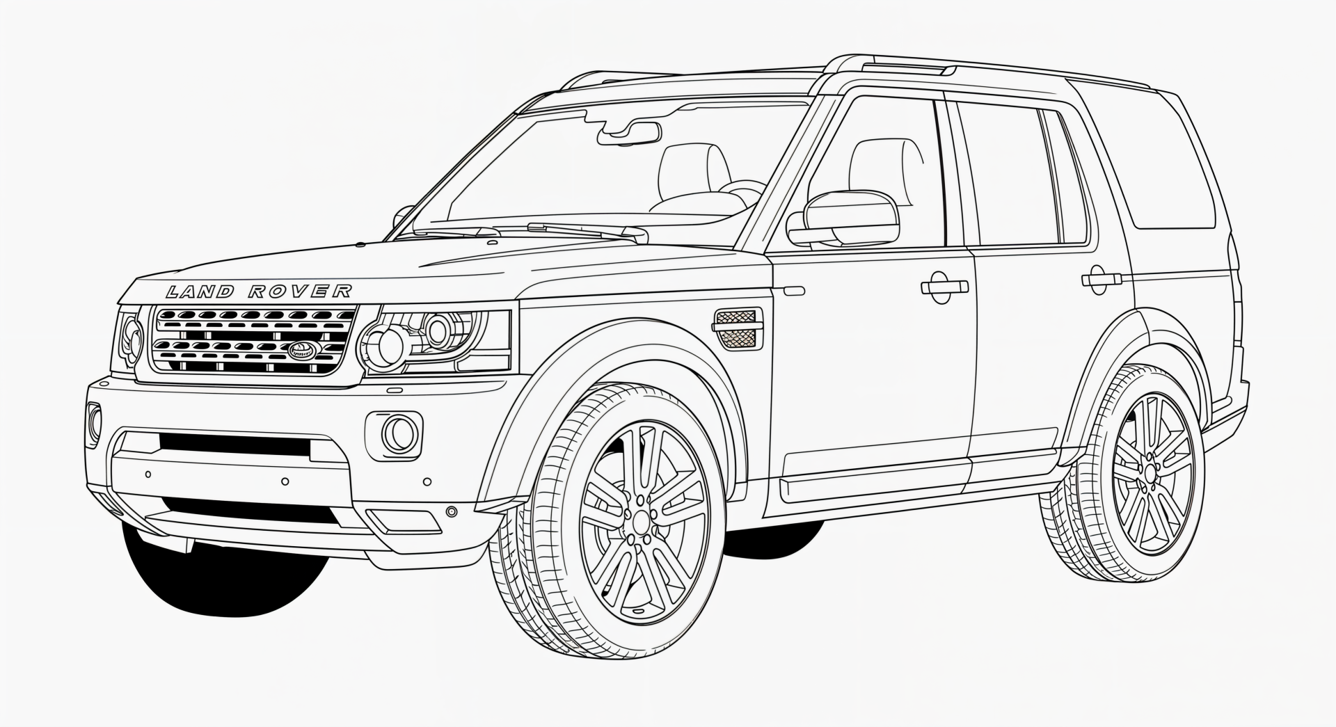 Line art illustration of a Land Rover SUV depicted in 4K Ultra HD quality, designed as a PC desktop wallpaper and background.