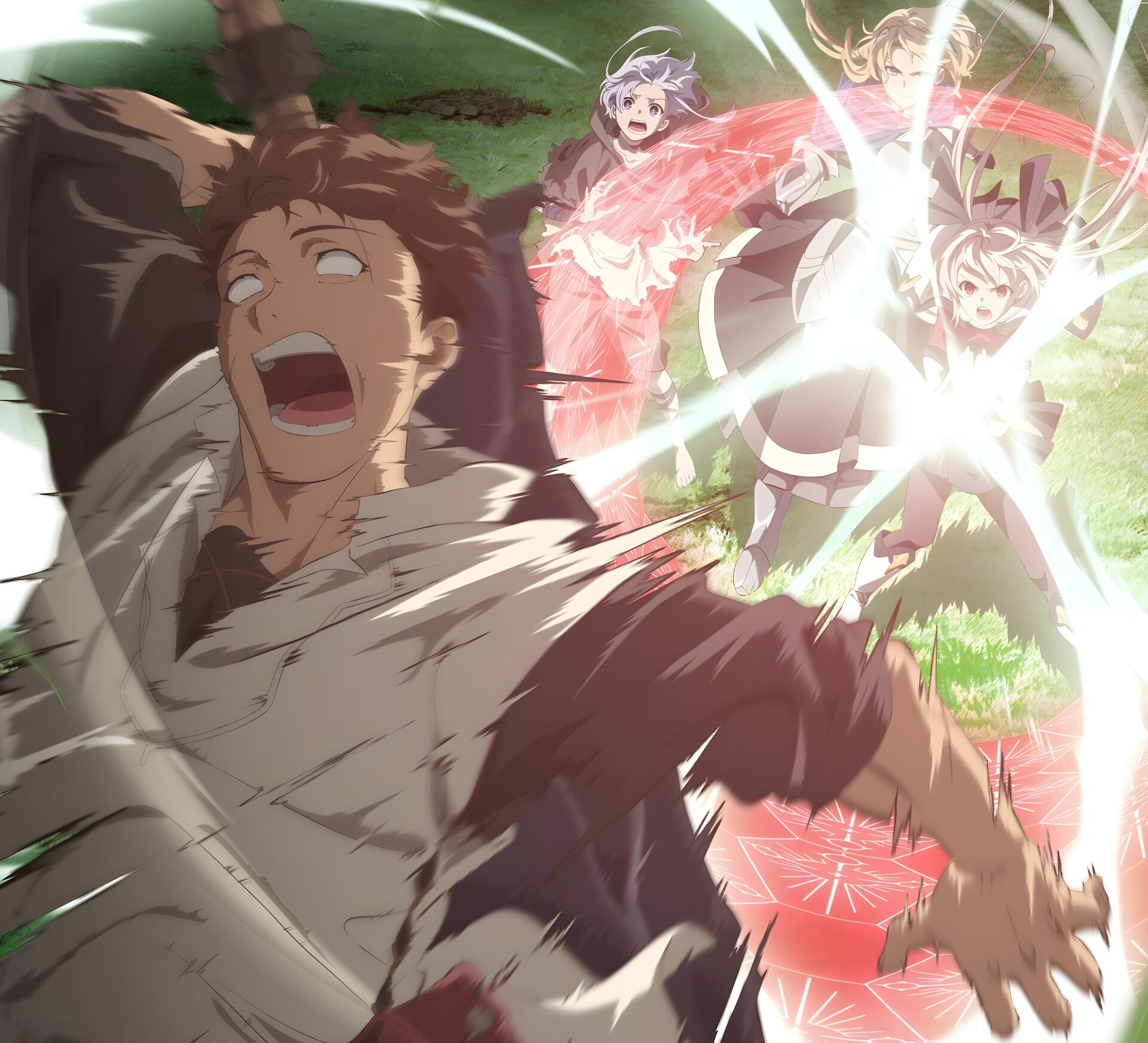 Anime scene from I Parry Everything in vivid 4K Ultra HD, featuring dynamic action with characters in mid-motion, vibrant light effects, and intense expressions.