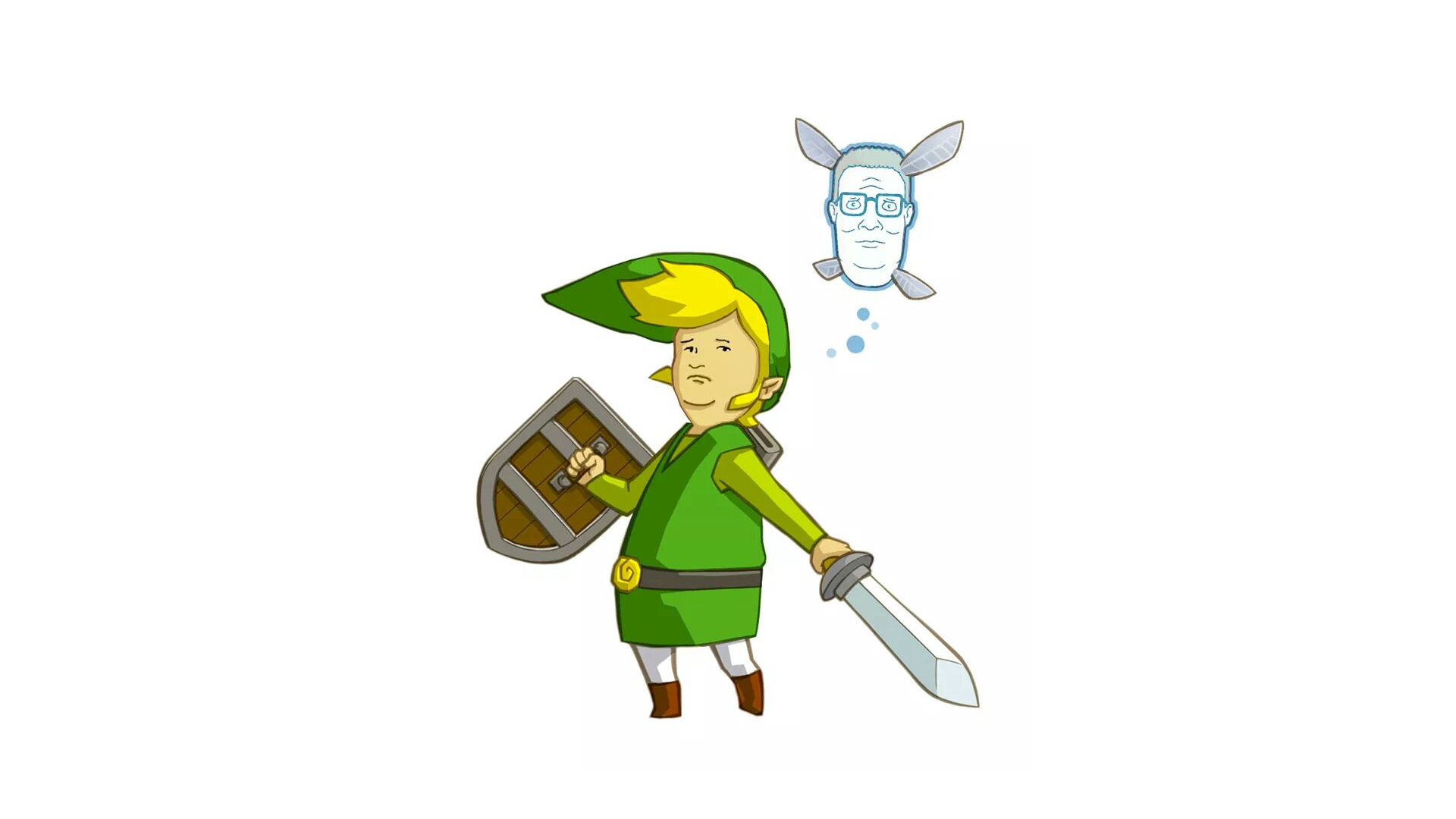 HD PC desktop wallpaper featuring a crossover of King of the Hill and The Legend of Zelda, blending iconic characters in a unique video game-inspired design.
