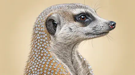 A detailed illustration of a meerkat with sparkling textures, captured in stunning 4K Ultra HD, makes an eye-catching desktop wallpaper and background.