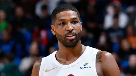 Tristan Thompson of the Cleveland Cavaliers is featured in this high-definition basketball wallpaper, showcasing his focused expression during an NBA game.