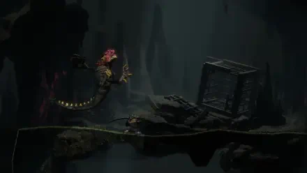 A captivating HD wallpaper from the video game Jump King Quest, featuring a mysterious underwater scene with a fantastical creature navigating a dark, rocky landscape.