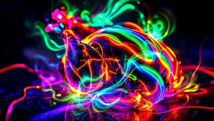 A vibrant, colorful roast illuminated with swirling neon lights, showcased as a stunning 4K Ultra HD PC desktop wallpaper and background.