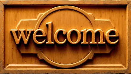 A detailed wood-textured background featuring the word welcome in a decorative, golden font, designed as a 4K Ultra HD PC desktop wallpaper.
