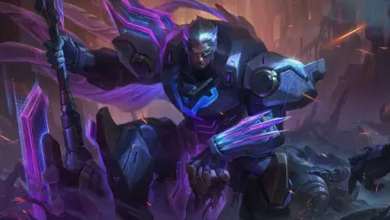 A dynamic 8K Ultra HD wallpaper featuring Darius from League of Legends, showcasing his fierce presence and powerful armor against an intense, colorful backdrop.