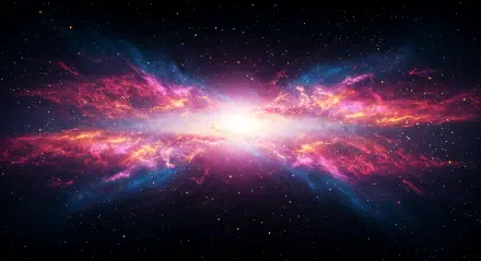 A stunning 4K Ultra HD wallpaper featuring a vibrant cosmic scene, with swirling pink and blue nebulae against a backdrop of stars, creating a mesmerizing and immersive atmosphere.