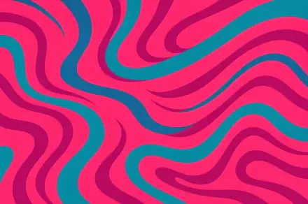 Vibrant 4K Ultra HD PC desktop wallpaper featuring bold pink and teal wavy abstract patterns creating a dynamic, flowing visual effect.