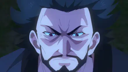 Anime HD PC desktop wallpaper featuring a close-up of a serious male character from I'm the Evil Lord of an Intergalactic Empire! with intense eyes and dark hair.