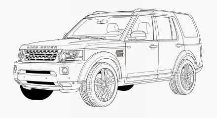 Line art illustration of a Land Rover SUV depicted in 4K Ultra HD quality, designed as a PC desktop wallpaper and background.