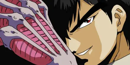 HD PC desktop wallpaper featuring a close-up of an intense character from the retro anime Hell Teacher: Jigoku Sensei Nube.