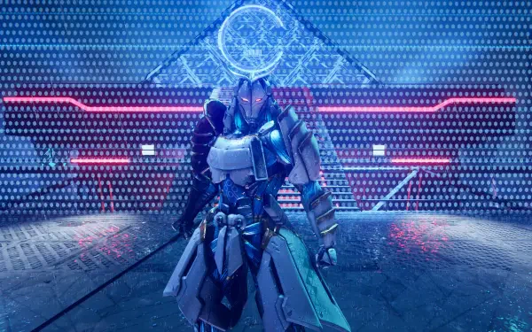 A dynamic HD wallpaper featuring a character from Ninja Gaiden 4, poised in a cybernetic environment with glowing elements and a futuristic atmosphere.