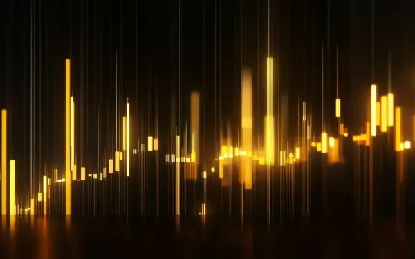 A vibrant stock market chart features yellow and light elements against a dark background, creating an engaging HD desktop wallpaper for finance enthusiasts.