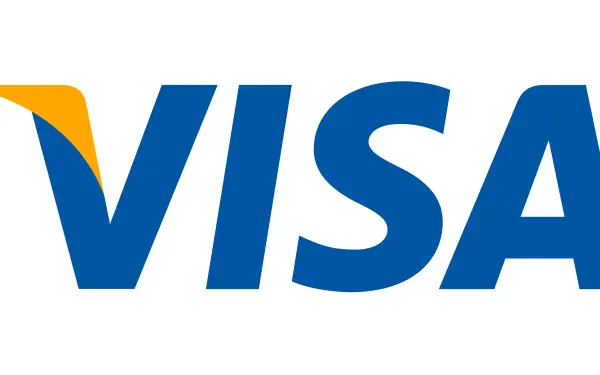 The image features the Visa logo, designed in a bold blue font with a distinctive yellow stripe, serving as a 4K Ultra HD PC desktop wallpaper and background.