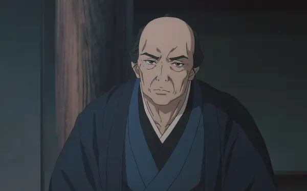 A detailed HD wallpaper featuring a character from the anime Kijin Gentōshō, depicting an elderly man with a serious expression, dressed in traditional clothing.