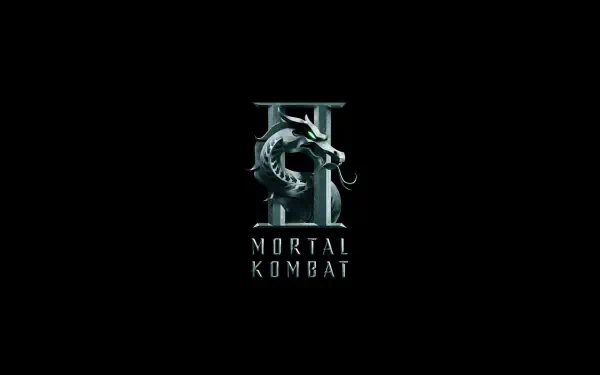 Logo for Mortal Kombat 2 (2025) featuring a dragon design, set against a dark background, designed as a high-definition PC desktop wallpaper.