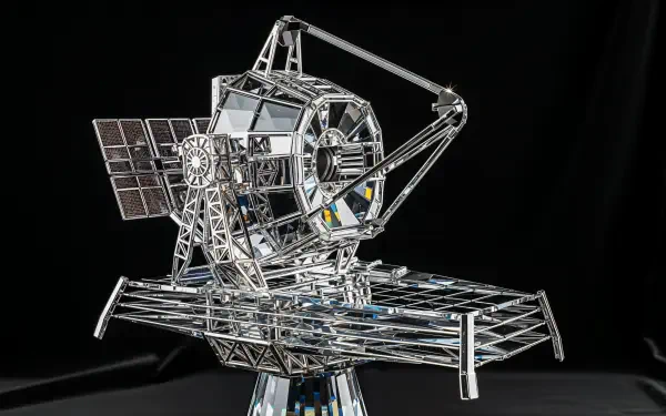 4K Ultra HD PC desktop wallpaper featuring a detailed model of the James Webb Space Telescope against a black background.