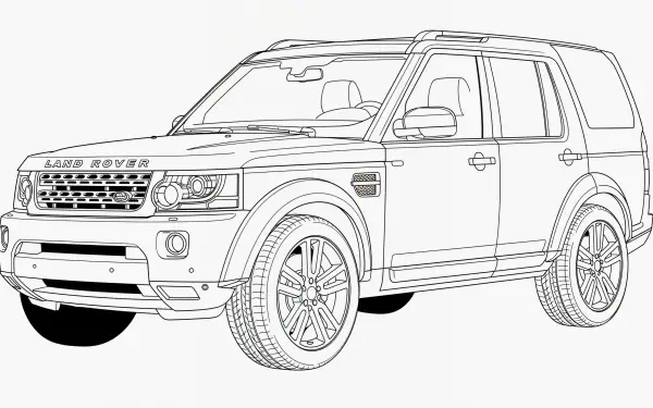 Line art illustration of a Land Rover SUV depicted in 4K Ultra HD quality, designed as a PC desktop wallpaper and background.