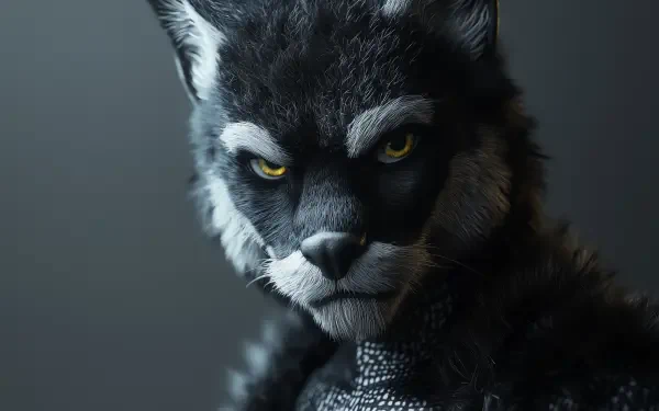 HD PC desktop wallpaper featuring a fierce furry character in an animal costume locked in an intense stare down.