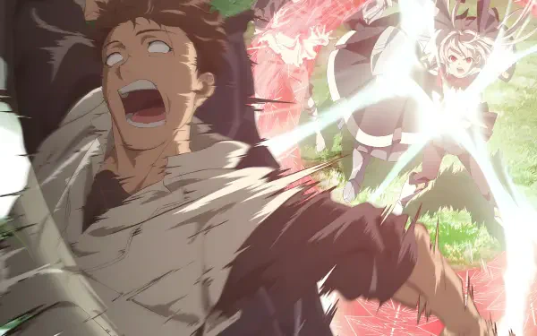 Anime scene from I Parry Everything in vivid 4K Ultra HD, featuring dynamic action with characters in mid-motion, vibrant light effects, and intense expressions.